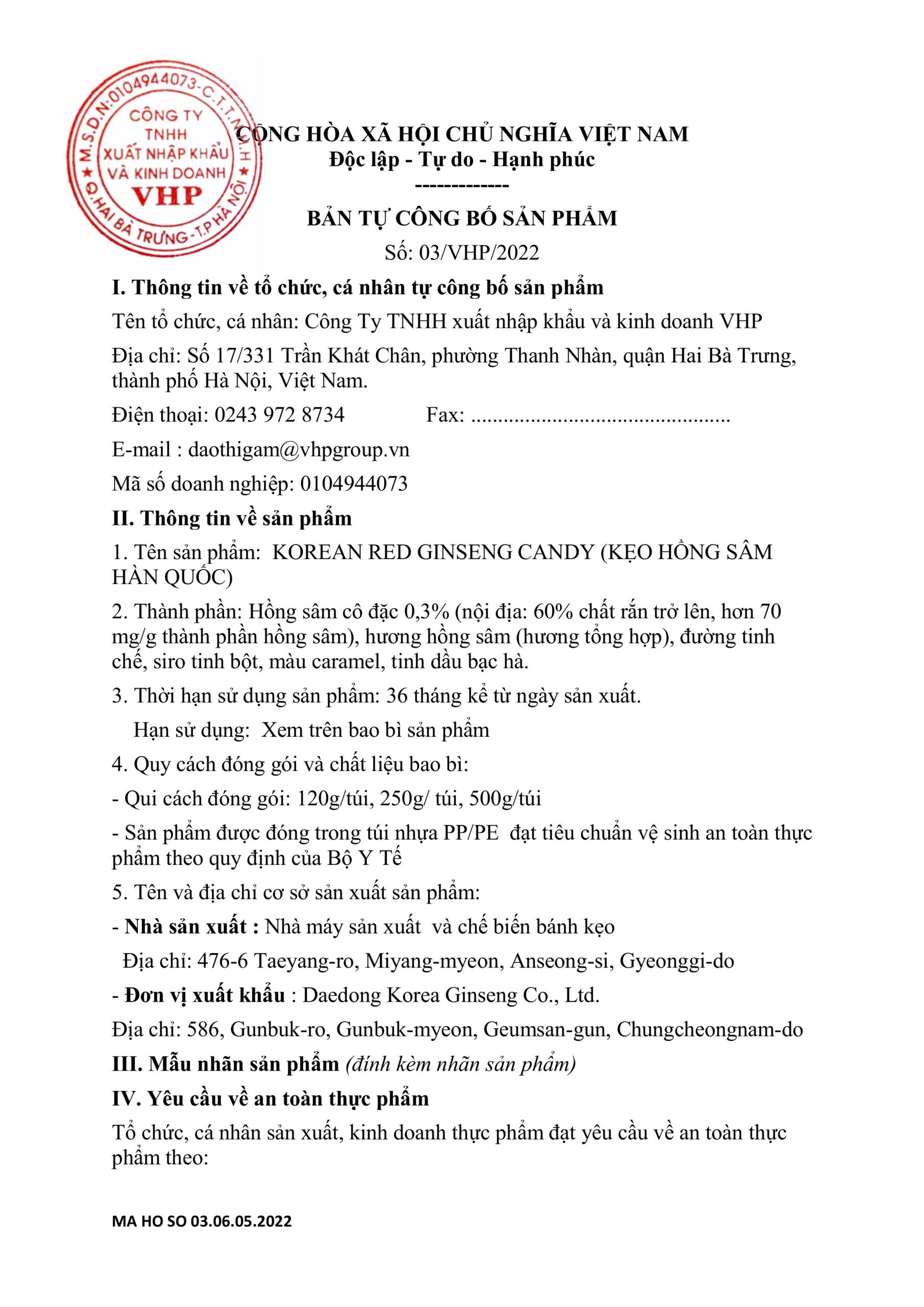 Kẹo hồng sâm Hàn Quốc