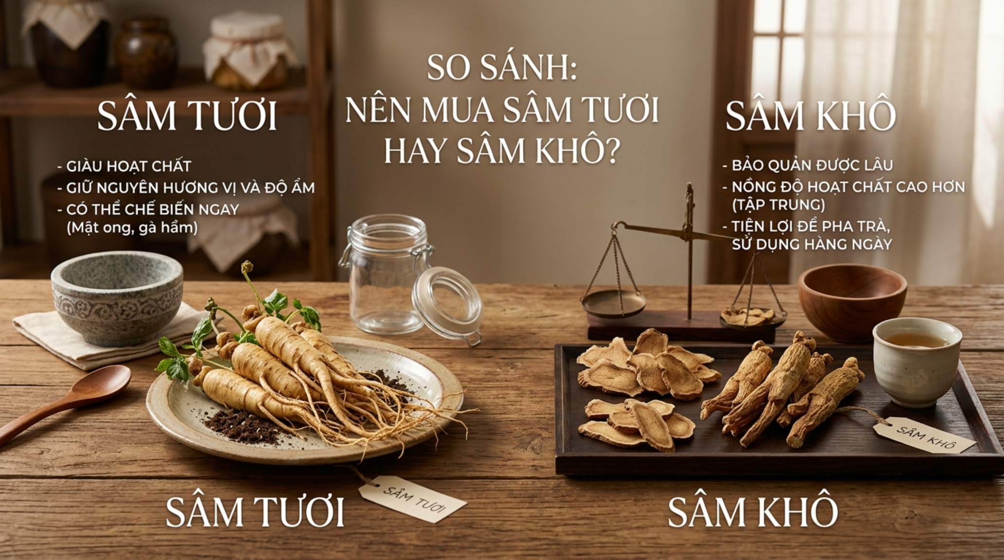 Nên mua sâm tươi hay sâm khô Nên mua sâm tươi hay sâm khô