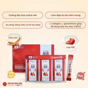 Nhân sâm triều tiên 93 Nước Hồng Sâm & Lựu Glutathione Hàn Quốc (Korean Red Ginseng & Pomeganate Glutathione) 10ml*30stick/hộp