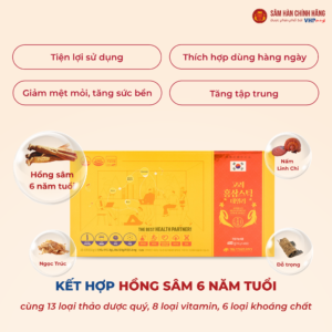 Nhân sâm triều tiên 99 Hồng Sâm Hàn Quốc hàng ngày (Korean Red Ginseng Stick Daily) 10g*60gói/hộp
